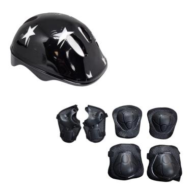 Imagem de Kit Capacete Cotoveleira Joelheira Patins Skate Patinete Infantil-Unissex