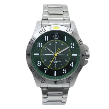 Imagem de Relógio Masculino de Aço Tuguir Analógico Infinity 9167F Prata e Verde e Amarelo-Masculino