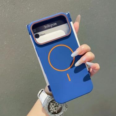 Imagem de IRTGFG Capa protetora magnética de TPU para iPhone 16e com carregamento sem fio (para iPhone 16e/Azul Marinho)