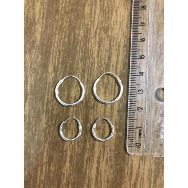 Imagem de Promoção 2 Par Brinco Prata Maciça 925 Argola 15mm 11mm - Lojas La&Ny,