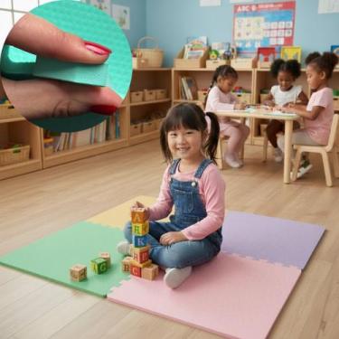 Imagem de Kit 6 Placas Tatame Tapete Tapetinho Piso EVA 50X50X1cm 10mm Espessura