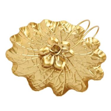 Imagem de Suporte de Guardanapo Decorativo Moderno de Metal, Bandeja de Toalha de Papel Em Formato de Flor Resistente e de Longa Duração Com Braço Pesado para Casa e Sala de chá (ouro)