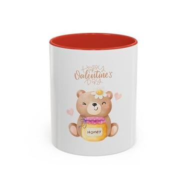 Imagem de Caneca de urso feliz dia dos namorados – copo de café com detalhe de pote de mel fofo