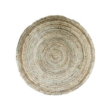 Imagem de Tapete Redondo de Juta Natural, Bege, 120cm de Diâmetro, Artesanal, Estilo Rústico para Sala e Quarto