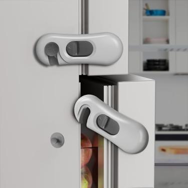 Imagem de KIZZHISI Pacote com 5 fechaduras de geladeira à prova de crianças, fechaduras de armário à prova de bebês, trava de forno segurança para crianças – Bloqueio de geladeira de segurança adesivo sem