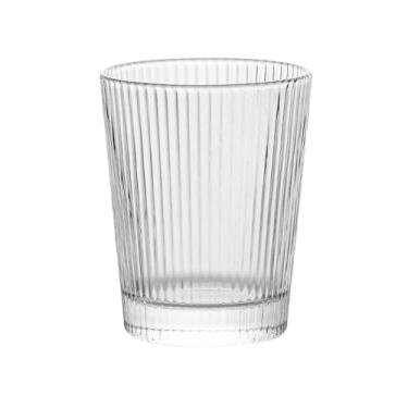 Imagem de x3anggyt5 Copo de vidro com listras verticais, copos clássicos sem haste transparente para água, leite, bebidas, suco (pequeno)