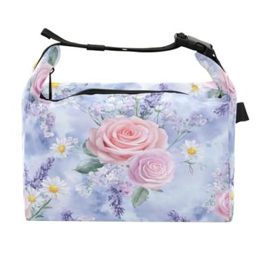 Imagem de STAYTOP Beautiful Roses Lancheira com fivela de alça, lancheira isolada para meninos e meninas, lancheira térmica para trabalho escolar