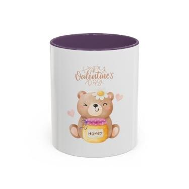 Imagem de Caneca de urso feliz dia dos namorados – copo de café com detalhe de pote de mel fofo