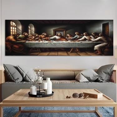 Imagem de Arte de parede em tela rústica vintage The Last Supper - Pôster sem moldura de 30 x 91 cm - Ideia de presente para decoração de casa e escritório para sala de estar, quarto, cozinha e café