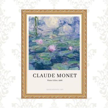 Imagem de Quadro Moldura Dourada Monet - Lilies 33X24Cm