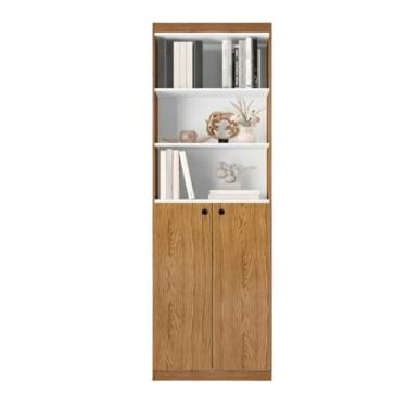 Imagem de Armário Organizador 05 Prateleiras e 02 Portas Decoração Sala Quarto Lavanderia Cozinha(Nature/Branco)