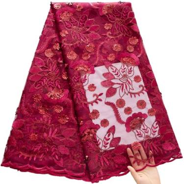 Imagem de ZhenGuiRu Tecido de renda africana 5 metros, tecido de renda jacquard bordado nigeriano para costura de festa de casamento