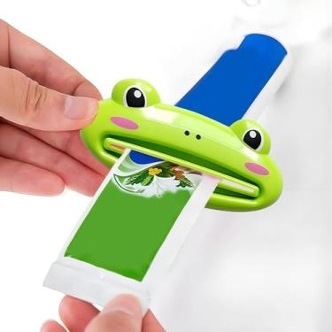 Imagem de Espremedor de pasta de dente manual, dispensador de ferramentas de rolo de tubo de design de sapo fofo para banheiro e cozinha, fácil de usar, gadget doméstico durável, decoração de banheiro, elimina