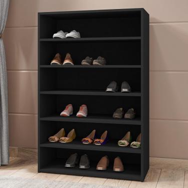 Imagem de Kit 02 Armários Multiuso Sapateira Laís 5 Prateleiras Preto - Desk Design