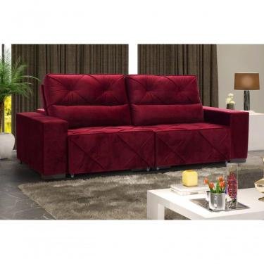 Imagem de Sofá Retrátil E Reclinável 230 Cm Diane Veludo Vermelho