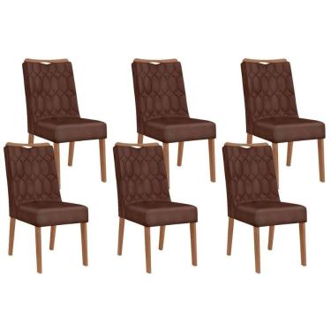 Imagem de Kit 6 Cadeiras De Cozinha Bia 6 Un Cedro Suede Moca
