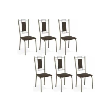 Imagem de Kit 6 Cadeiras De Cozinha Florença 2c005nk Aço 6 Un Niquel Marrom 21