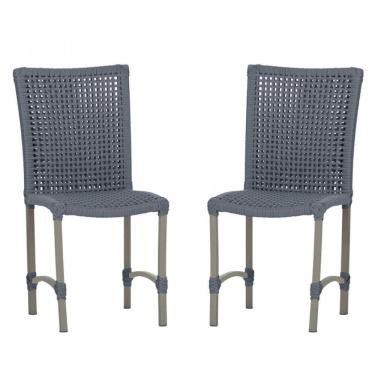 Imagem de 2 Cadeiras De Jantar Cannes De Alumínio Pintura Fendi Trama Prata