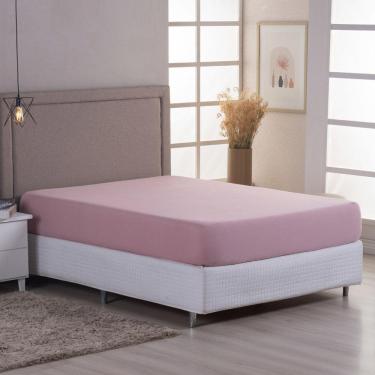 Imagem de Lençol De Baixo Minimal Queen Avulso Com Elástico 01 Peça Malha 100% Algodão - Rose