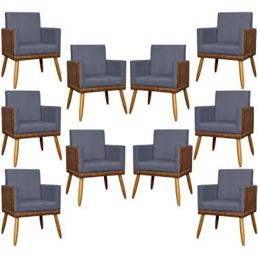 Imagem de Kit 10 Poltrona Para Recepção Lis Corino E Suede Cores - Cinza, Suede/corino