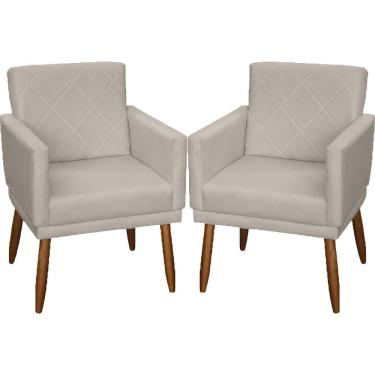 Imagem de Kit 2 Poltronas Decorativa Para Sala Recepção Beatriz Suede Cores Pé Palito Castanho
