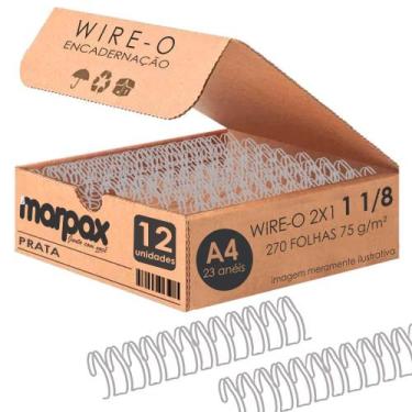 Imagem de Wire-o para Encadernação 2X1 A4 Prata 1 1/8 Até 250fls 12un - Marpax