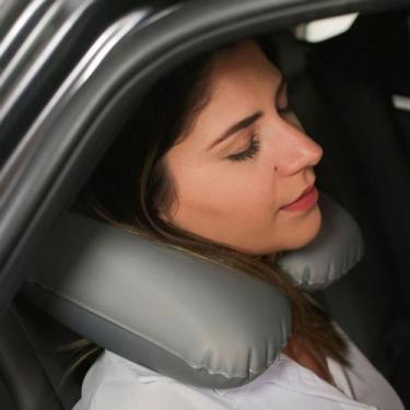 Imagem de Almofada Travesseiro Protetor de Pescoço Ortopédica Inflável Cinza - B