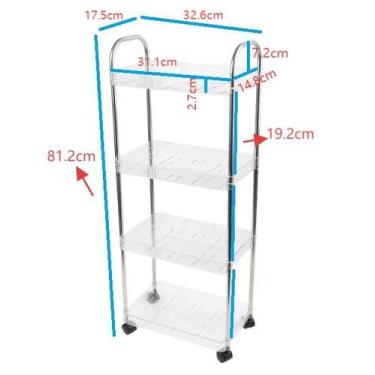 Imagem de Carrinho multiuso affresco 4 prateleiras transparente - Evolux