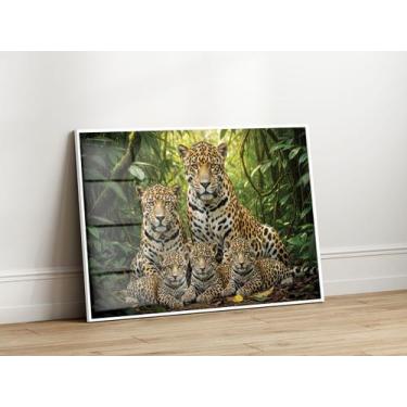 Imagem de Quadros Decorativos com Moldura Acrilico Cristal  Familia Onca 3 Filho