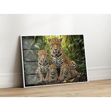 Imagem de Quadros Decorativos com Moldura Acrilico Cristal  Familia Onca 2 Filho