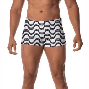 Imagem de Sunga Branca Masculina Box Estampada Surfista Lançamento W2-Masculino