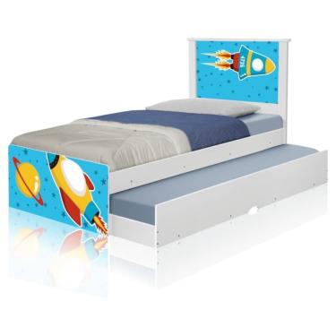 Imagem de Bicama Juvenil Adesivada Foguete Espacial Com Colchões