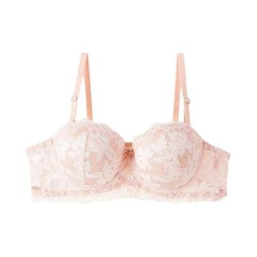 Imagem de Sutiã Bralette Feminino Push up Meia Taça Com Renda Floral, Copas B/C,
