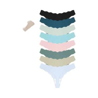 Imagem de Calcinhas G-String Femininas Sexy Sem Costura Em Seda Gelada, 8 Peças,