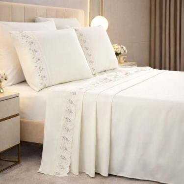 Imagem de Jogo Cama King Size Algodao Solene Tecido Estampado Premium - Jm Enxov