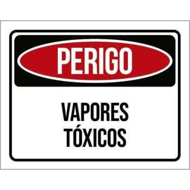 Imagem de Kit 5 Placa Acm Perigo Vapores Tóxicos 18X23 - Sinalizo
