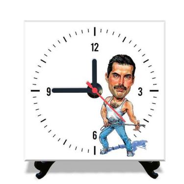 Imagem de Relógio Azulejo Freddie Mercury Caricatura 15x15cm Mecânico - Artgeek
