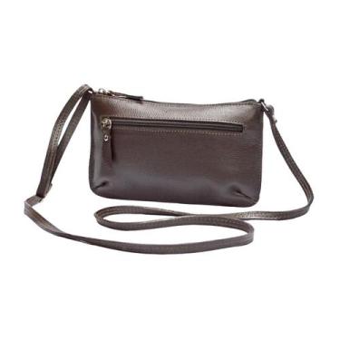 Imagem de Bolsa Feminina Transversal Pequena Compacta em Couro Legítimo Madamix 