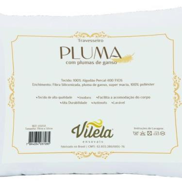 Imagem de Travesseiro Pluma de Ganso 70x50 cm Percal 400 Fios Acetinado 1 Peça 1