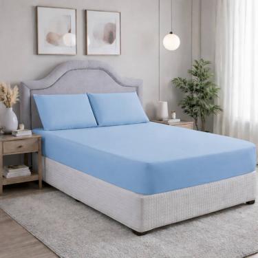 Imagem de Jogo de Lençol Casal 3 Peças Micropercal 400 Fios Conforto Luxo