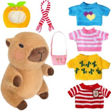 Imagem de Conjunto de brinquedos de pelúcia Kireidane Capybara com 7 roupas e ac