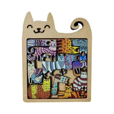 Imagem de Quebra-Cabeça De Madeira Em Forma De Gato Para Crianças, Brinquedo Edu