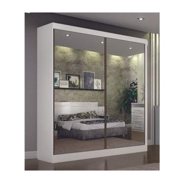 Imagem de Guarda Roupa Solteiro Espelhado 2 Portas 3 Gavetas - São Paulo-branco - Leifer Móveis