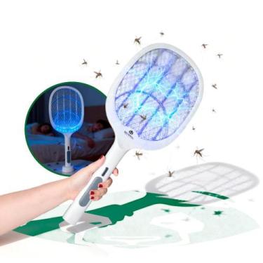 Imagem de  Raquete Elétrica 2 em 1 LUATEK com Luz UV  Mata Mosquitos Silenciosa