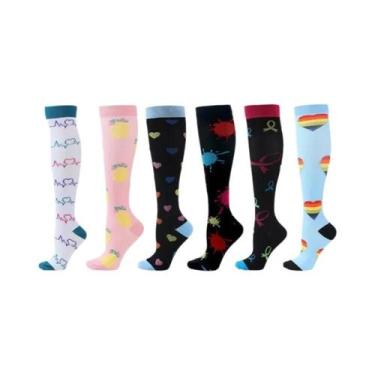 Imagem de Meias De Compressão Florais Com Estampa De Animais E Frutas, 6 Pares P