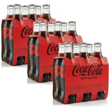 Imagem de Kit 18 Refrigerante Coca Cola Zero Açucar Vidro 250Ml - Coca-Cola