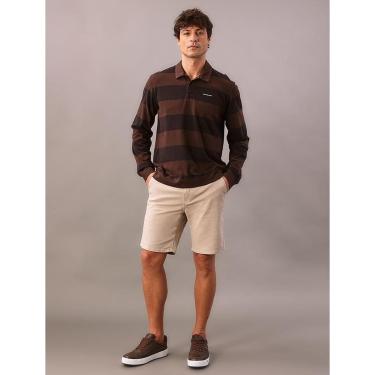 Imagem de Polo Manga Longa Calvin Klein Jeans Masculino Rugby Listrada - Marrom-Masculino