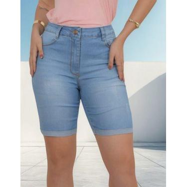 Imagem de Bermuda Jeans Ciclista Feminina Cintura Média Streetwear - AZ04 JEANS,
