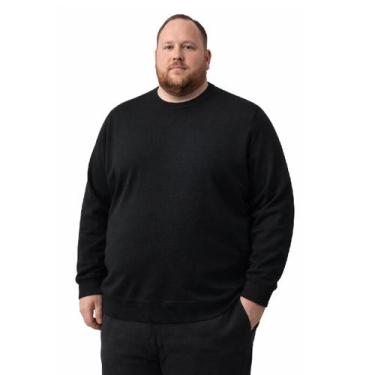 Imagem de Suéter De Frio Masculino Tricot Liso Gola Redonda Plus Size Delkor, Pr