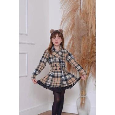 Imagem de Sobretudo Casaco Infantil Trench Coat Botões Rendinha Cor:Marrom-claro